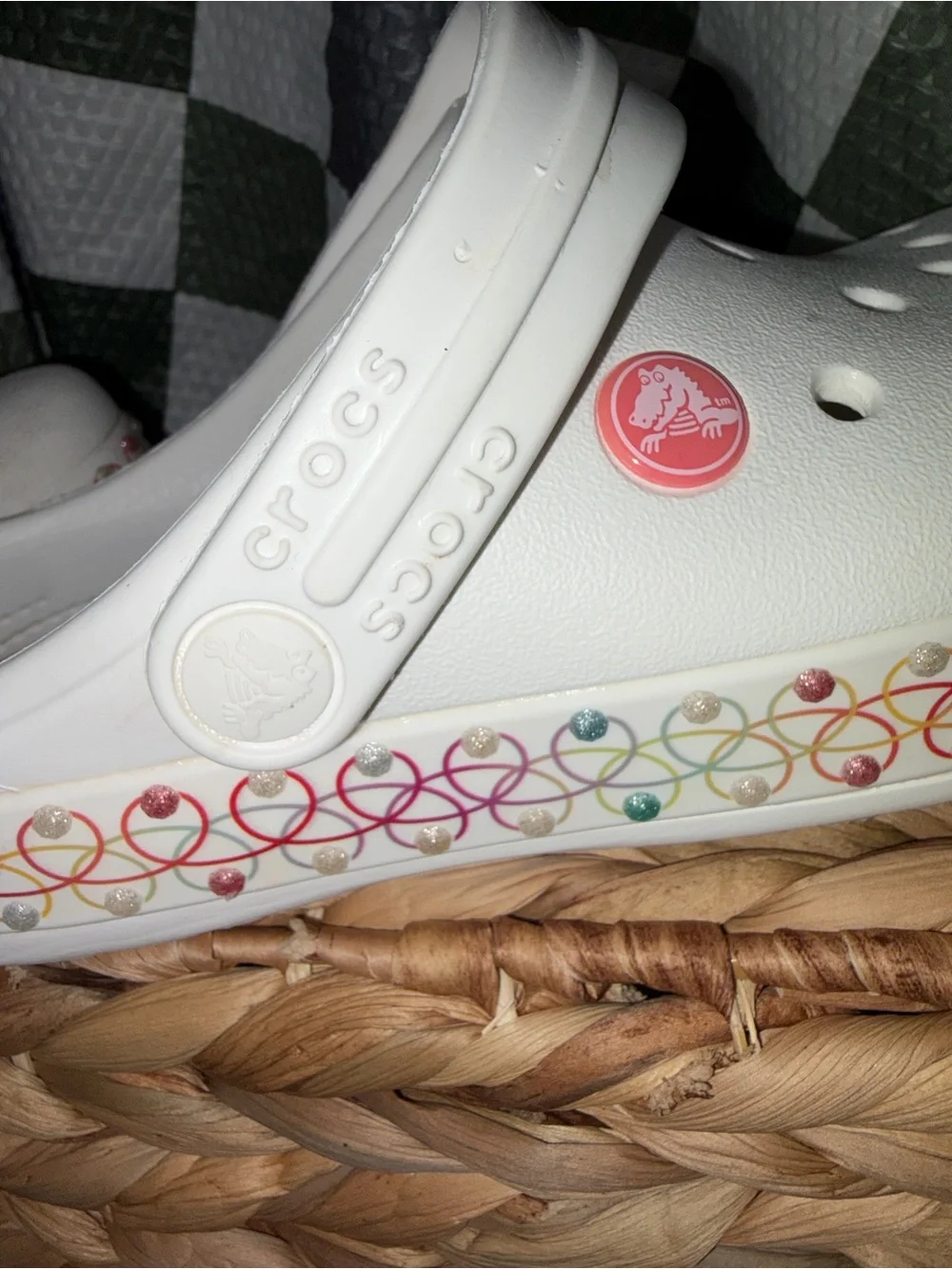 CROCS Kids White Clog with Multicolor Floral Trim